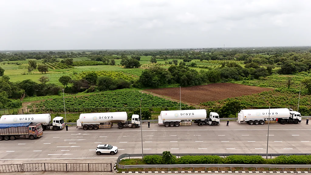 Oraya LNG tankers lined up along an expressway
