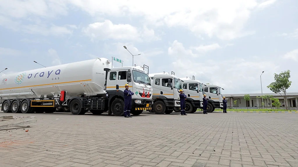 Oraya LNG tankers and crew lined up at the depot