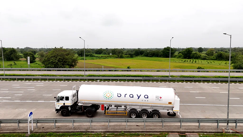 Oraya LNG tanker on an Indian expressway